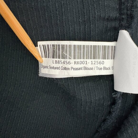 Quince Organic Textured Cotton Peasant Blouse Size S Black Long Sleeve Button Up - Picture 10 of 11